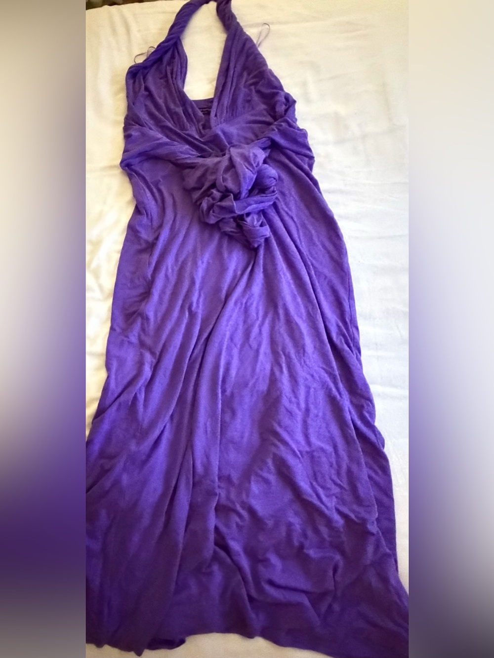 Naked Wardrobe Plunge Halter Maxi Dress Violet L NWOT - Picture 5 of 7